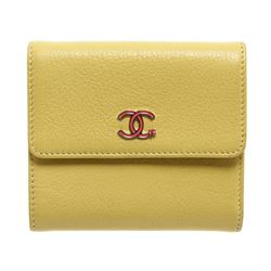 Chanel Yellow Leather Pink CC Compact Wallet