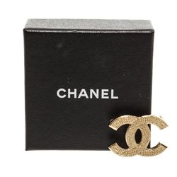 Chanel Gold Woven CC Logo Brooch