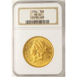 1904 $20 Liberty Head Double Eagle Gold Coin NGC MS62