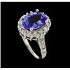 Image 4 : 4.13 ctw Tanzanite and Diamond Ring - 14KT White Gold