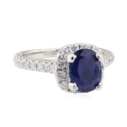 2.41 ctw Sapphire and Diamond Ring - 14KT White Gold