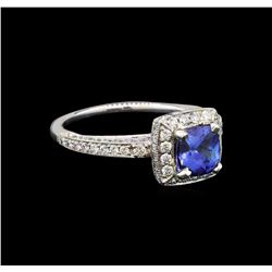 18KT White Gold 1.34 ctw Tanzanite and Diamond Ring