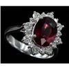 Image 2 : 4.20 ctw Rhodolite Garnet and Diamond Ring - 14KT White Gold