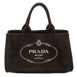 Prada Black Canvas Medium Canapa Tote Bag