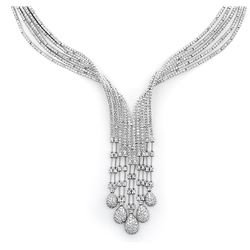 18k White Gold 8.98CTW Diamond Necklace, (SI1/H)