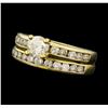 1.35 ctw Diamond Ring Soldered To Wedding Band - 14KT Yellow Gold