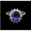 Image 2 : 3.04 ctw Tanzanite and Diamond Ring - 14KT White Gold