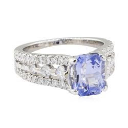 3.13 ctw Sapphire and Diamond Ring - 14KT White Gold