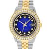 Image 2 : Rolex Mens 2 Tone Blue Vignette String VS 3 ctw Channel Set Diamond Datejust Wri