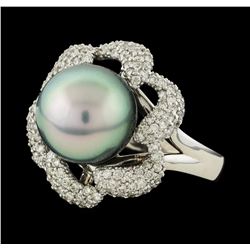 Pearl and Diamond Ring - 14KT White Gold