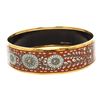 Image 4 : Hermes Brown White Multicolor Enamel Gold Plated Bangle Bracelet