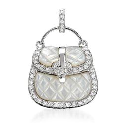 18k White Gold 0.45CTW Mother Of Pearl and Diamond Pendant, (I1-I2/White/H-I)