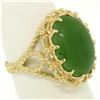 Image 3 : 14k Yellow Gold Prong Set Cabochon Olive Green Nephrite Jade Twisted Wire Ring