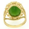 Image 5 : 14k Yellow Gold Prong Set Cabochon Olive Green Nephrite Jade Twisted Wire Ring