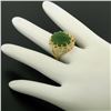 Image 7 : 14k Yellow Gold Prong Set Cabochon Olive Green Nephrite Jade Twisted Wire Ring