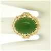 Image 8 : 14k Yellow Gold Prong Set Cabochon Olive Green Nephrite Jade Twisted Wire Ring