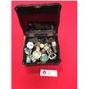 Image 1 : Vintage Black Laquer Jewelry Box with Ladies and Men's Wristwatches. ( Needs Batteries)