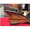 Image 5 : Vintage WWII Hand Carved and Painted Japanese Wood Shoes. 3 Pairs