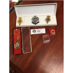 Royal Hong Kong Police Lot 3 Different Cap Badges, Pin and Keychain