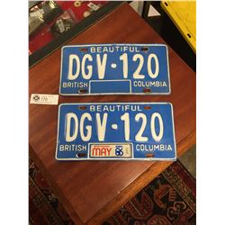 Expo 86 BC License Plates. Last Year of the Blue Plates.