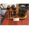 Image 1 : Vintage Pipe Humidor and Stand, with 3 Pipes