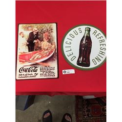 2 Newer Coca Cola Tin Signs