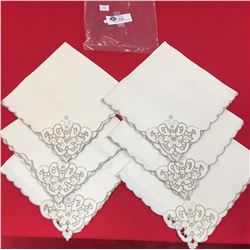 6 Vintage Embroidered Irish Linnen Napkins from 1930's