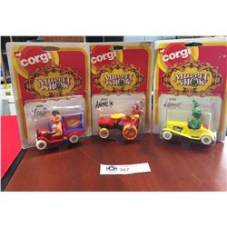 3 1979 New in Package Corgi Muppet Show Cars. Fozzie, Animal and Kermit