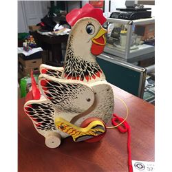 Vintage Fisher Price Crackling Hen. Pull along Toy and YES! It Still Crackles When You Pull It!