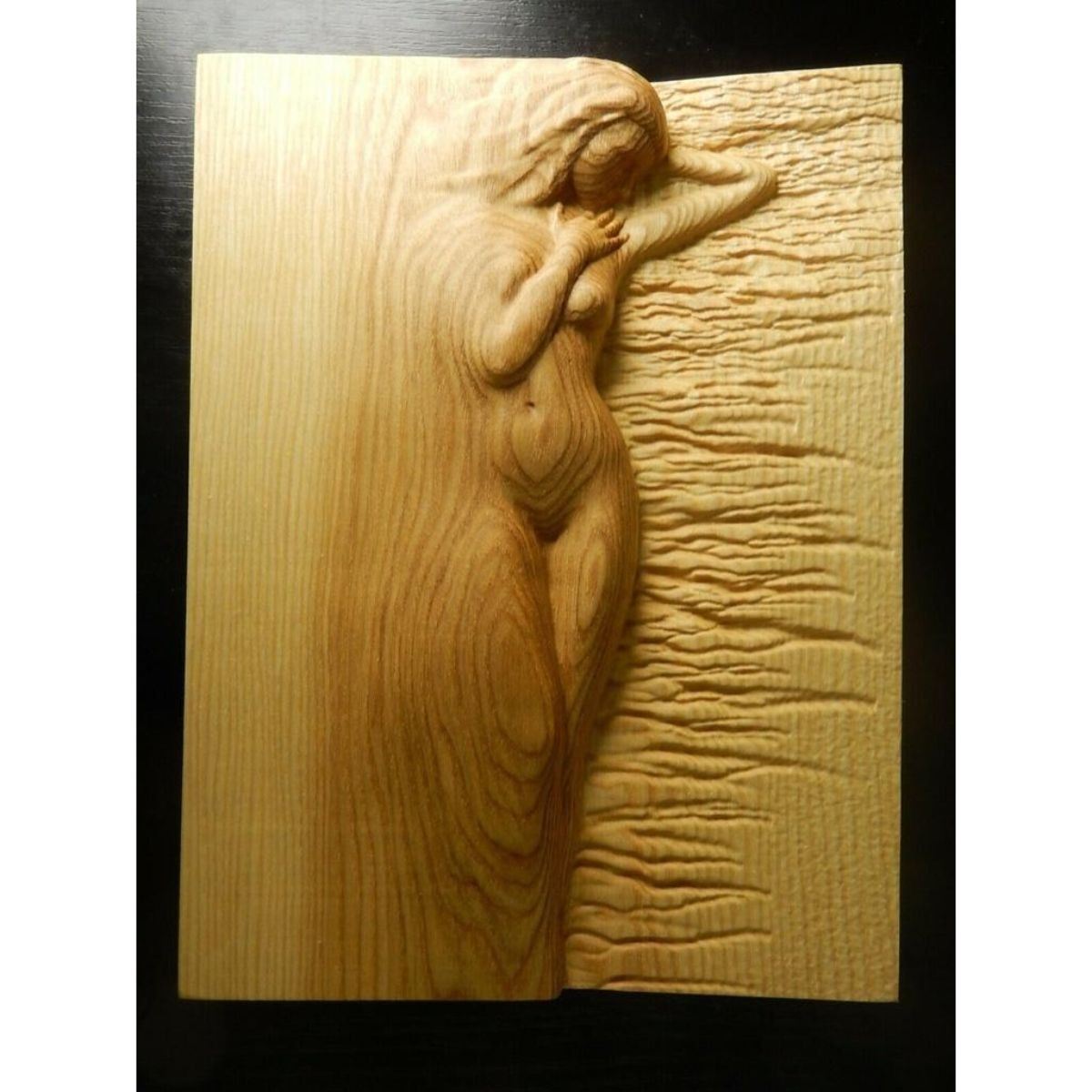 Modern Ash Wood Carving, Nude Woman