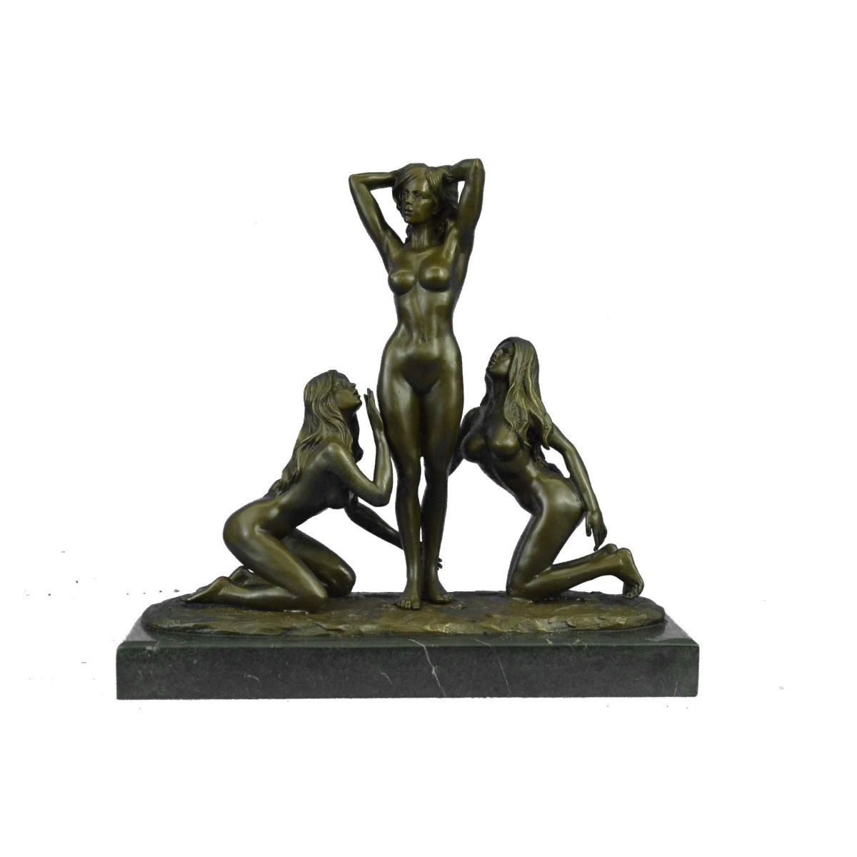 The Three Graces Erotic Version Nude Women Bronze Sculpture By J Mavchi 12 X 12 5