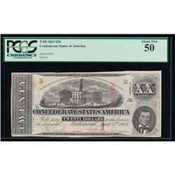 1863 $20 Confederate States of America Note PCGS 50