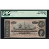 Image 1 : 1864 $20 Confederate States of America Note PCGS 64PPQ