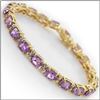 Image 1 : Plated 18KT Yellow Gold 13.48ctw Amethyst and Diamond Bracelet