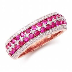 14KT Rose Gold 1.10ctw Ruby and Diamond  Ring