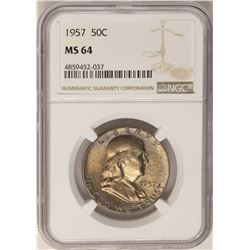 1957 Franklin Half Dollar Coin NGC MS64 Nice Toning