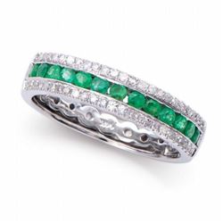 14KT White Gold 0.45ctw Emerald and Diamond Ring