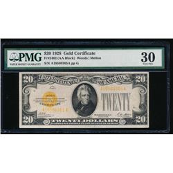 1928 $20 Gold Certificate PMG 30