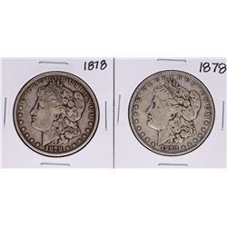 Lot of (2) 1878 $1 Morgan Silver Dollar Coins