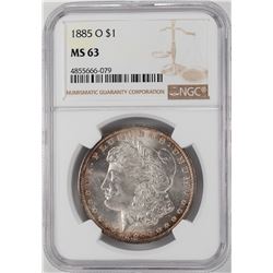 1885-O $1 Morgan Silver Dollar Coin NGC MS63 Nice Reverse Toning