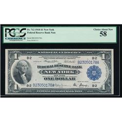 1918 $1 New York Federal Reserve Bank Note PCGS 58