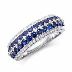 14KT White Gold 1.10ctw Blue Sapphire and Diamond Ring