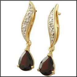 Plated 18KT Yellow Gold 2.86ctw Garnet and Diamond Earrings