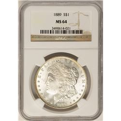 1889 $1 Morgan Silver Dollar Coin NGC MS64