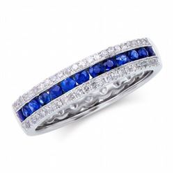 14KT White Gold 0.50ctw Blue Sapphire and Diamond Ring