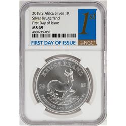 2018 South Africa Krugerrand Silver Coin NGC MS69 First Day of Issue