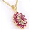 Image 1 : Plated 18KT Yellow Gold 5.92ctw Ruby and Diamond Pendant with Chain