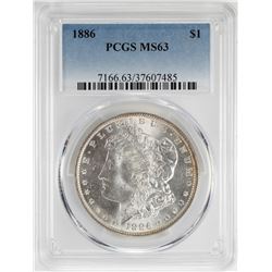 1886 $1 Morgan Silver Dollar Coin PCGS MS63