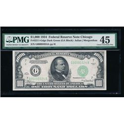 1934 $1000 Chicago Federal Reserve Note PMG 45