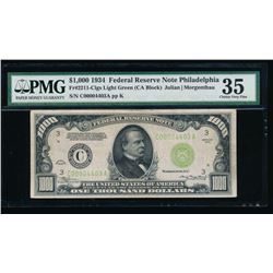 1934 $1000 Philadelphia Federal Reserve Note PMG 35